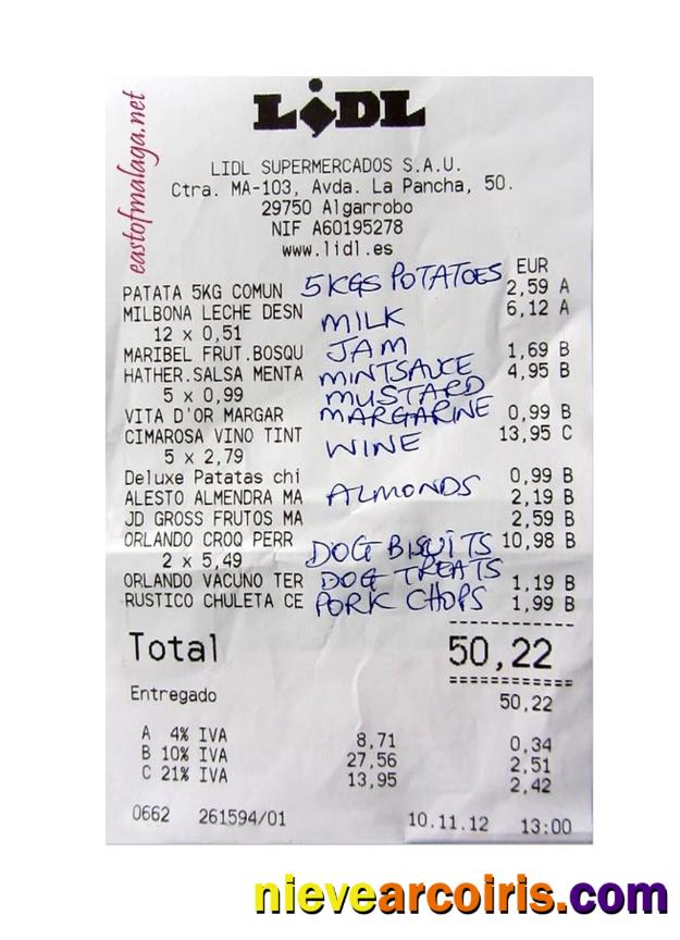 LIDL payment receipt